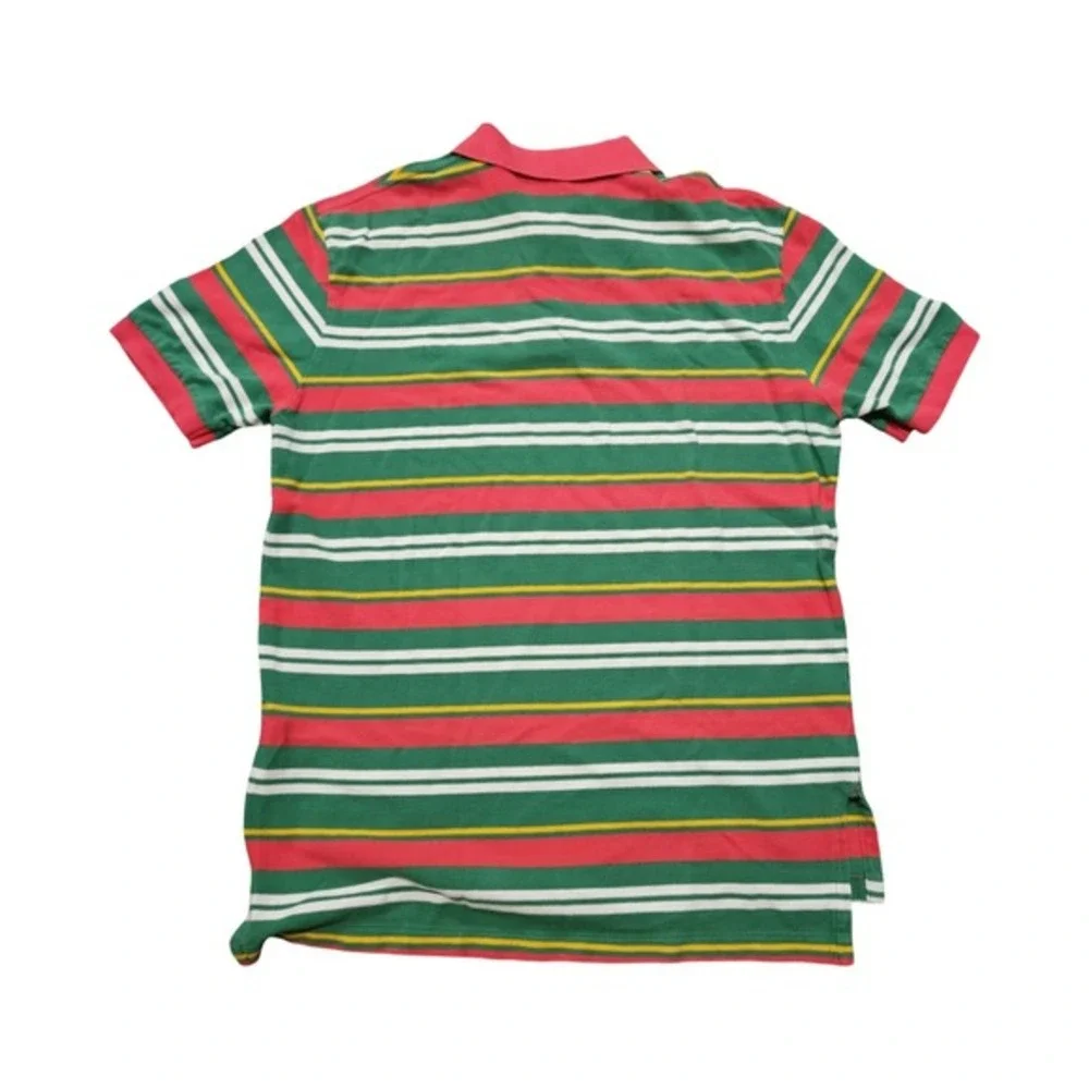 Polo‎ Ralph Lauren Striped Polo Shirt Mens Large Green Pink Rugby Preppy